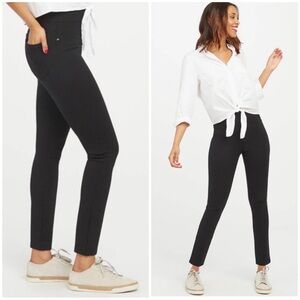 Spanx The Perfect Pant Ankle Back Pocket Size M Black Ponte Travel Skinny